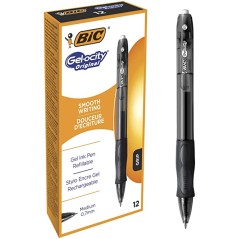 CAJA 12 BOLIGRAFOS BIC GEL VELOCITY NEGRO