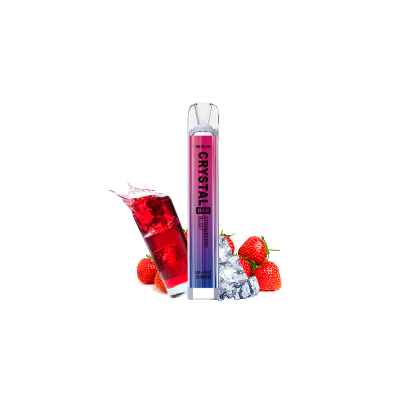 PACK 10 VAPER DESECHABLE SKE CRYSTAL BAR STRAWBERRY BLAST 20MG (FRESA Y BEBIDA ENERGÉTICA)