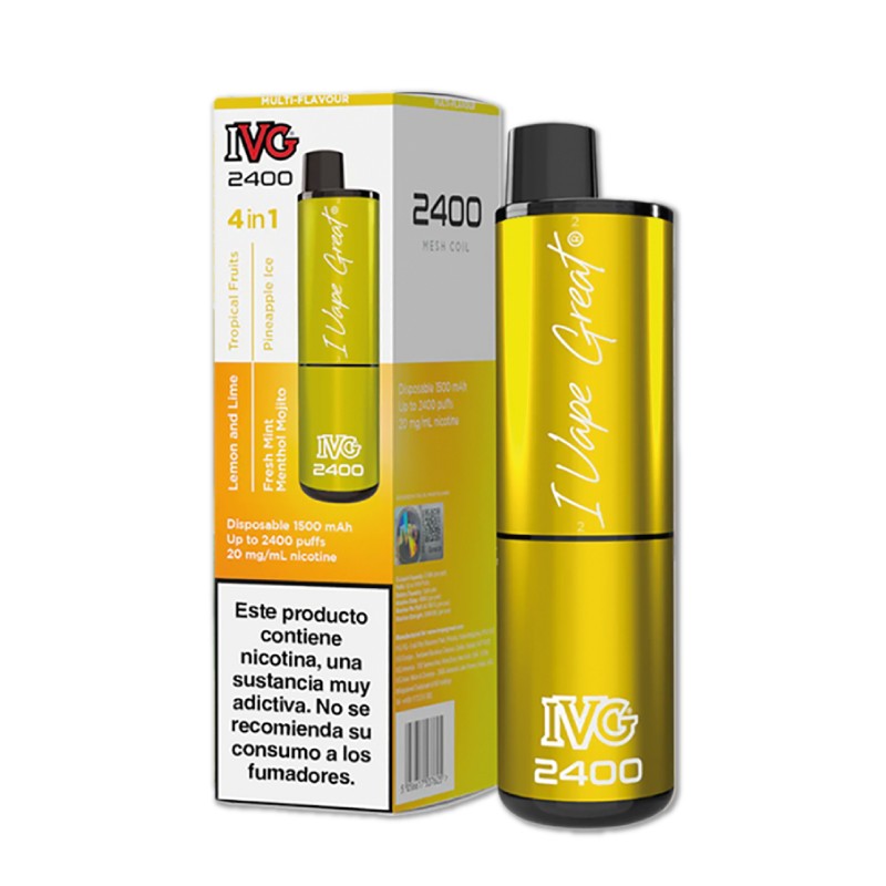 PACK 5 VAPERS DESECHABLES IVG 2400 YELLOW EDITION 20MG