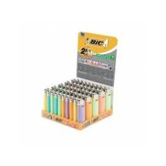 EXP. 100 ENCENDEDORES MINI BIC J25 COLORES PASTEL + BOLÍGRAFOS BIC (24)