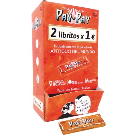 EXPOSITOR PAYPAY ORANGE 70 MM + 100 LIBRITOS PAY-PAY 70 MM ORANGE