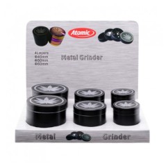 EXP 6 GRINDER ATOMIC BLACK HEMP ALUMINIO 4 PCS (3 TAMAÑOS)