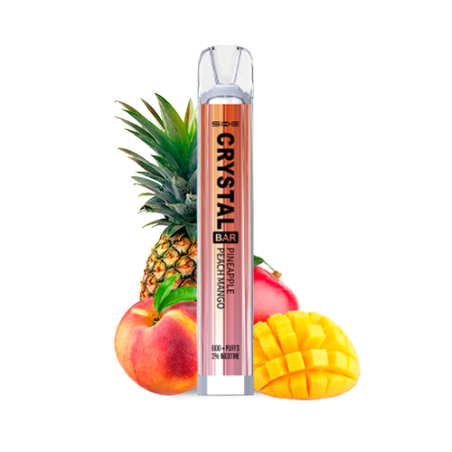 PACK 10 VAPER DESECHABLE SKE CRYSTAL BAR PINEAPPLE PEACH MANGO 20MG (PIÑA, MELOCOTÓN Y MANGO)