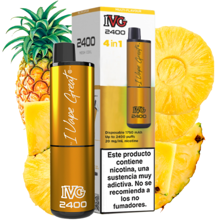 PACK 5 VAPERS DESECHABLES IVG 2400 PINEAPPLE EDITION 20MG