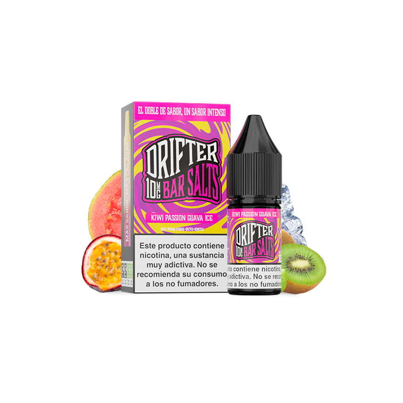 LÍQUIDO DRIFTER BAR SALTS KIWI PASSION FRUIT GUAVA (KIWI, FRUTA DE LA PASIÓN Y GUAYABA) 10MG 10ML