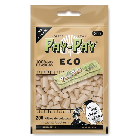 FILTROS PAY-PAY 200 FILTROS (6MM) ECO+LIBRITO GO GREEN (70MM)(35X200)