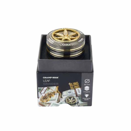 GRINDER METALICO CHAMP HIGHT BLING BLING LEAF 50MM 4P.