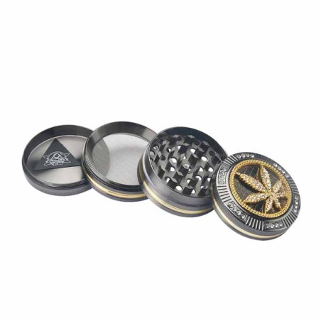 GRINDER METALICO CHAMP HIGHT BLING BLING LEAF 50MM 4P.