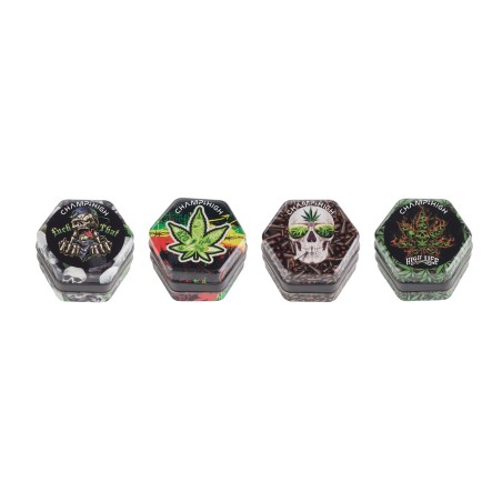 EXP 12 GRINDER ACRILICO CHAMP HIGH PLASTIC SKULL LEAF 68MM 4PC