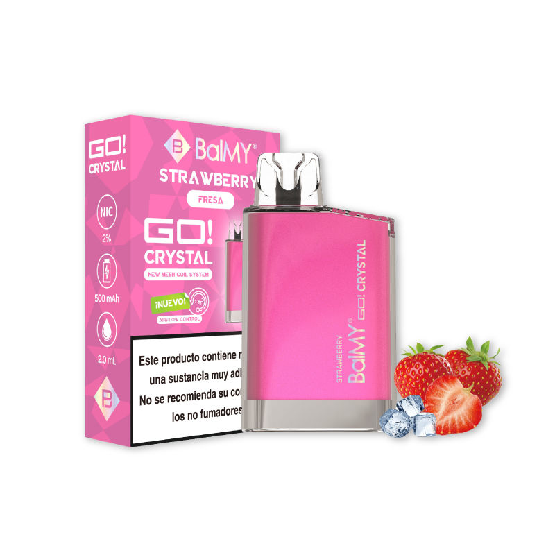 VAPER DESECHABLE BALMY GO CRYSTAL 20MG STRAWBERRY (FRESA)