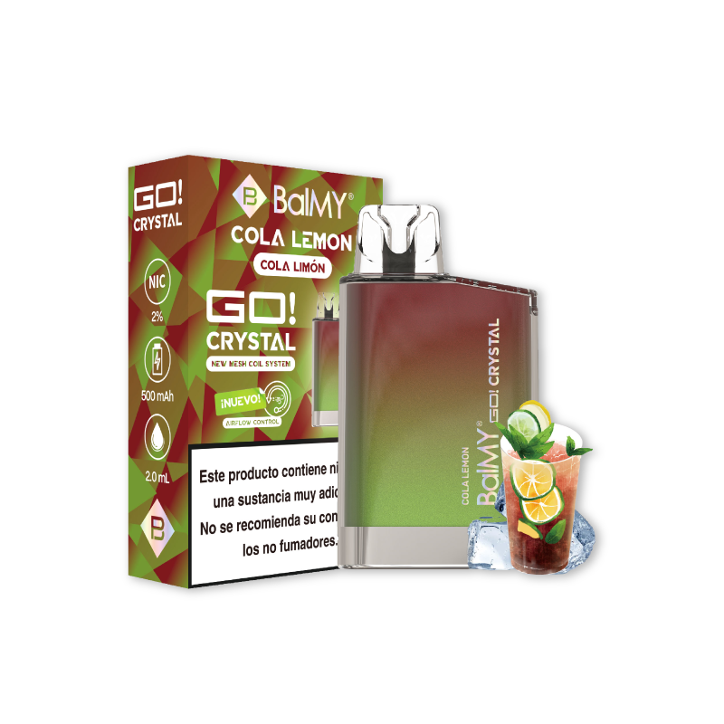 VAPER DESECHABLE BALMY GO CRYSTAL 20MG COLA-LEMON (COLA Y LIMÓN)