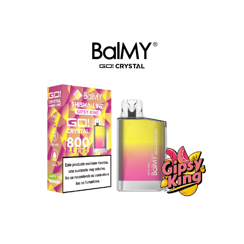 VAPER DESECHABLE BALMY GO CRYSTAL 20MG GIPSY KING (MELÓN, SANDÍA, NARANJA Y LIMÓN)