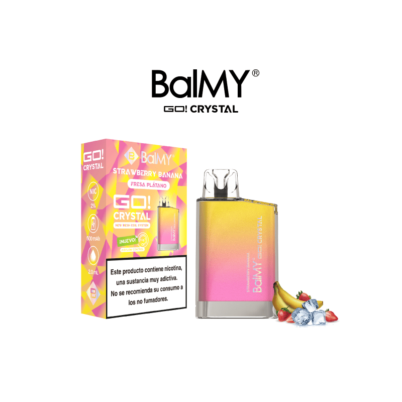 VAPER DESECHABLE BALMY GO CRYSTAL 20MG STRAWBERRY-BANANA (FRESA Y PLÁTANO)