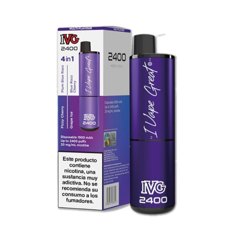 PACK 5 VAPERS DESECHABLES IVG 2400 PURPLE EDITION 20MG