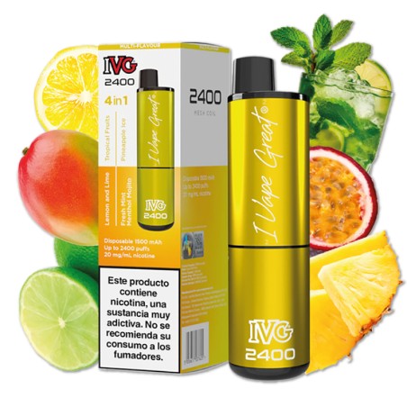 PACK 5 VAPERS DESECHABLES IVG 2400 YELLOW EDITION 20MG