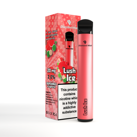 PACK 10 VAPER DESECHABLE DIAMOND MIST 20MG LUSH ICE (SANDÍA Y FRESA)