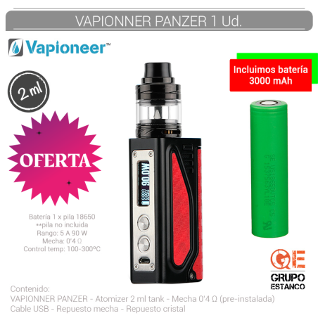 CIGARRO VAPIONEER PANZER NEGRO/ROJO