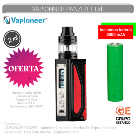 CIGARRO VAPIONEER PANZER NEGRO/ROJO1