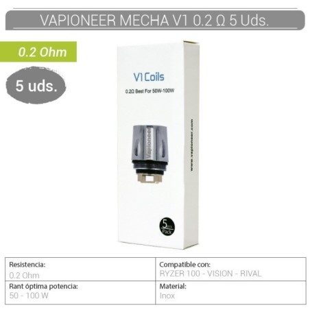 SET 5 MECHAS V1-V2 VAPIONEER 0,2 Ohm1