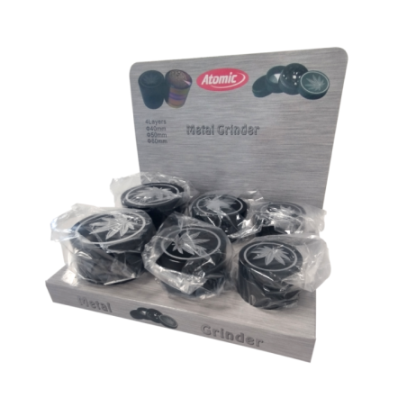 EXP 6 GRINDER ATOMIC BLACK HEMP ALUMINIO 4 PCS (3 TAMAÑOS)1
