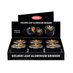 EXP 6 GRINDER METALICO ATOMIC BLACK GOLDEN LEAF 63MM  4P1