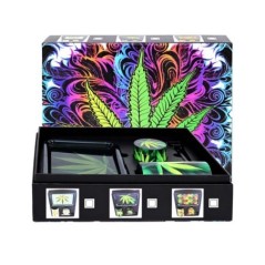 SET ATOMIC GROW LEAF (GRINDER, PIPA, CONTENEDOR Y BANDEJA)1