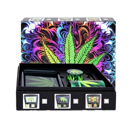 SET ATOMIC GROW LEAF (GRINDER, PIPA, CONTENEDOR Y BANDEJA)1