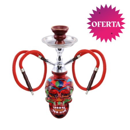 SHISHA CONEY CATRINA ARTESANA ROJA  30CM 2 TUBOS1