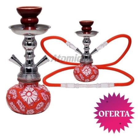 SHISHA ATOMIC FLOWERS FHIMO ROJA 25CM 2MAN1