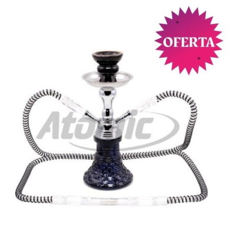 SHISHA ATOMIC ARUSHA NEGRA 25CM 2 MANGUERAS1