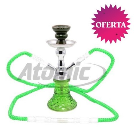 SHISHA ATOMIC ARUSHA VERDE  25CM 2 MANGUERAS1