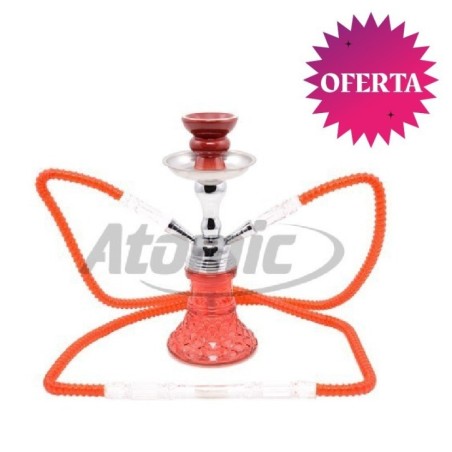 SHISHA ATOMIC ARUSHA ROJA  25CM 2 MANGUERAS1