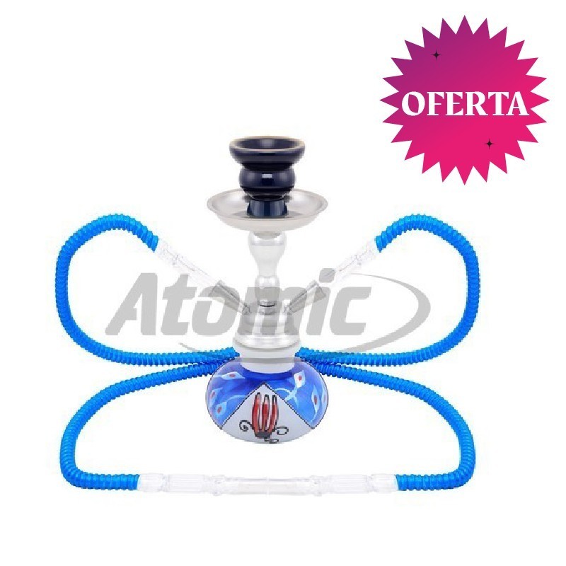 SHISHA ATOMIC MOSHI AZUL 25CM 2 MANGUERAS1