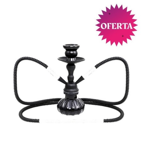 SHISHA ATOMIC ATTARD METAL NEGRA 25CM 2 MANGUERAS1
