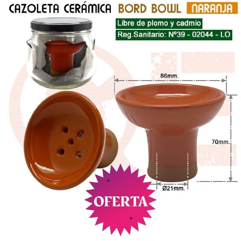 CAZOLETA CERAMICA BORD BOWL NARANJA + BOTE CRISTAL1