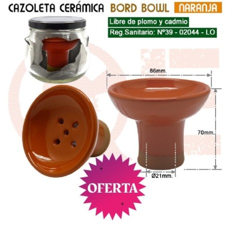 CAZOLETA CERAMICA BORD BOWL NARANJA + BOTE CRISTAL