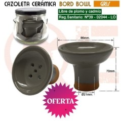 CAZOLETA CERAMICA BORD BOWL GRIS + BOTE CRISTAL