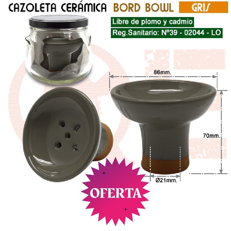CAZOLETA CERAMICA BORD BOWL GRIS + BOTE CRISTAL1