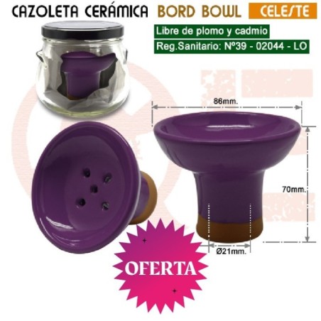 CAZOLETA CERAMICA BORD BOWL VIOLETA + BOTE CRISTAL