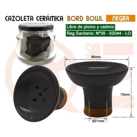CAZOLETA CERAMICA BORD BOWL NEGRA + BOTE CRISTAL