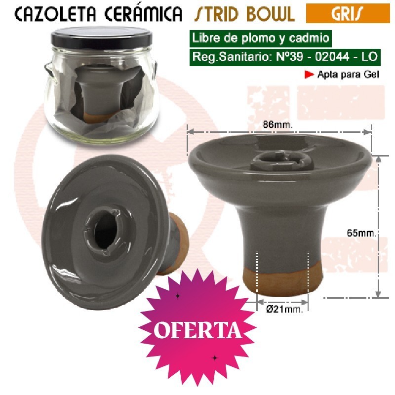 CAZOLETA CERAMICA STRID BOWL GRIS + BOTE CRISTAL1