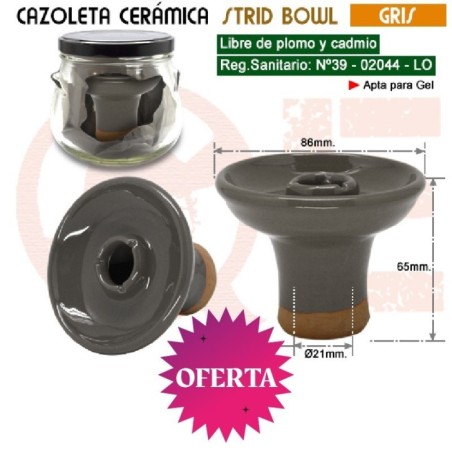 CAZOLETA CERAMICA STRID BOWL GRIS + BOTE CRISTAL