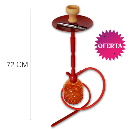 SHISHA INOXIDABLE ROJA VASO CUADRADO 72CM (REGALO POR COMPRAS DE 300€ EN SHISHAS)1