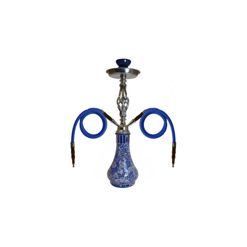 SHISHAATOMICCRISTALROTOFLORALAZUL45CM2MANGUERAS1