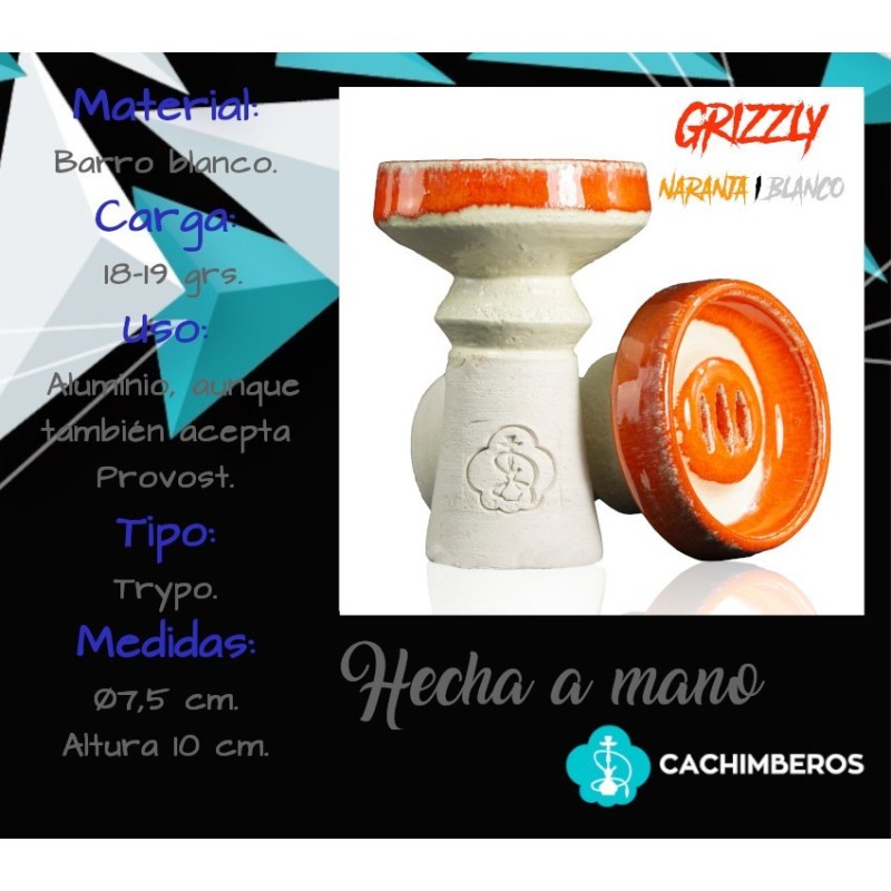CAZOLETACACHIMBEROSGRIZZLYNARANJA-BLANCO075*10CMCARGA18-19GR1
