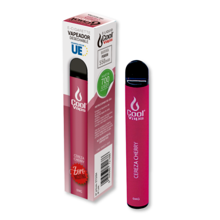 PACK 5 VAPER DESECHABLE COOL VAPS PUFF 0MG CHERRY (CEREZA)