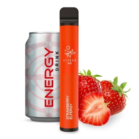 PACK10VAPERDESECHABLEELFBARELFBULLSTRAWBERRY20MG(BEBIDAENERGÉTICAYFRESA)1
