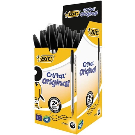 CAJA 50 BOLIGRAFOS BIC CRISTAL OR. NEGRO
