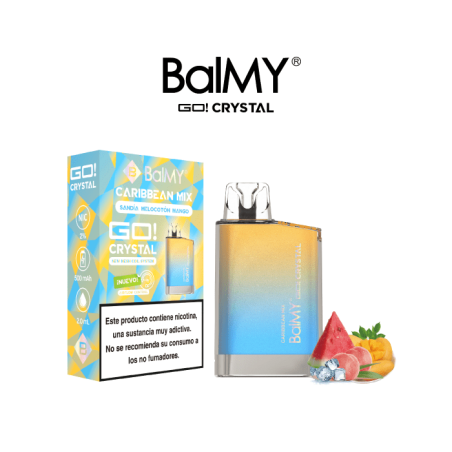 VAPERDESECHABLEBALMYGOCRYSTAL20MGCARIBBEANMIX(SANDIA,MELOCOTÓNYMANGO)1