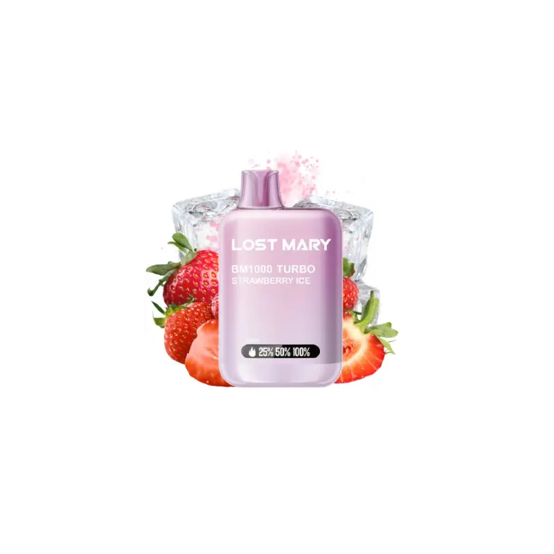 PACK10VAPERDESECHABLELOSTMARYBM1000STRAWBERRYICE20MG(FRESA)1